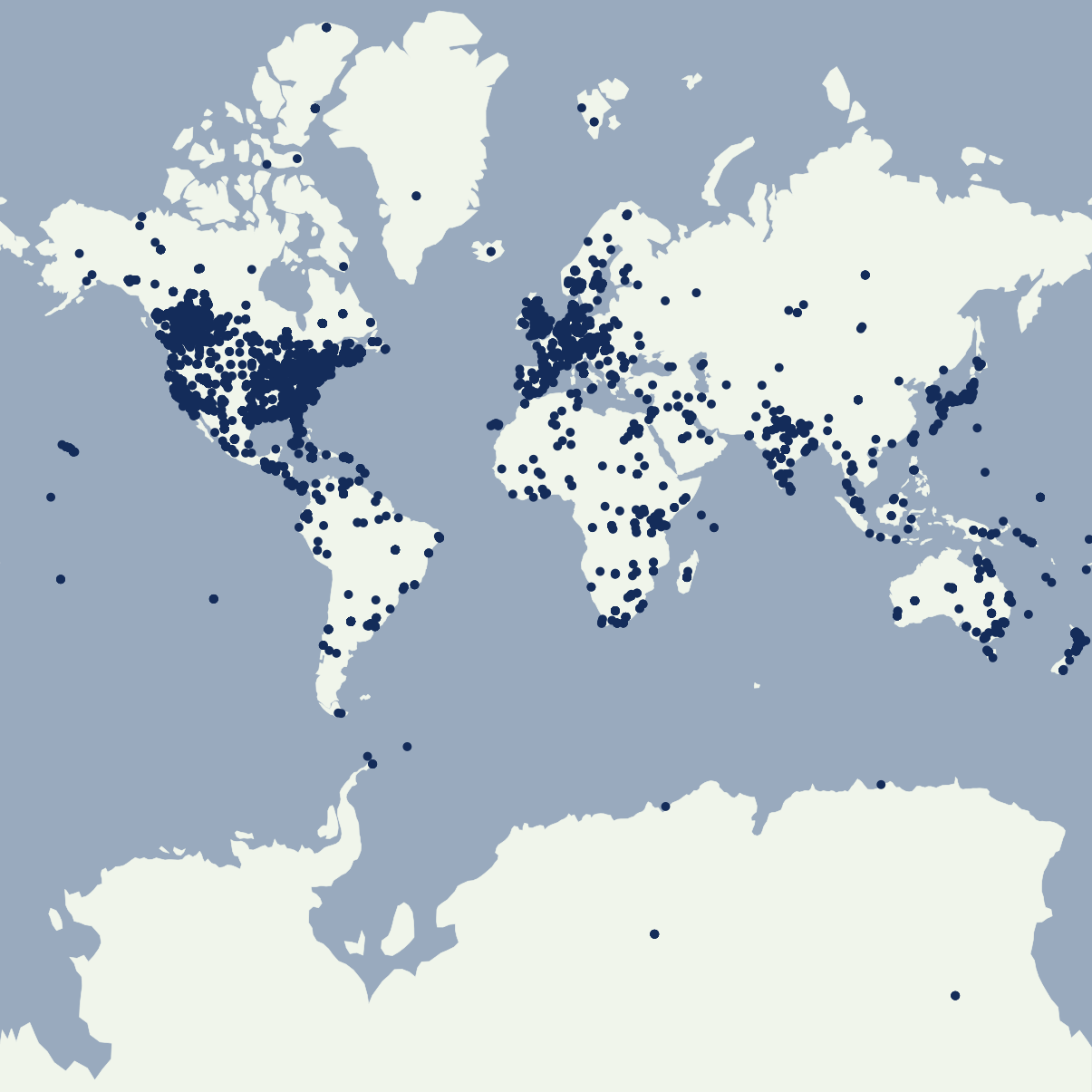 Map of UAMH strain locations