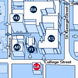 Detail map of the Gage building surroundings